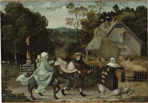 De vlucht naar Egypte door Circle of Jan Wellens de Cock